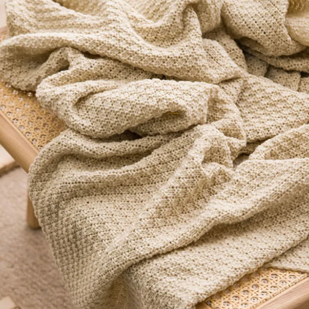 Cozy Nordic Style Knit Blanket with Textures