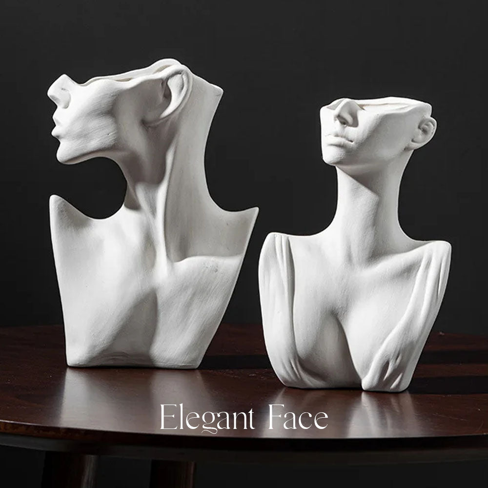Elegant Face Ceramic Vase Decoration