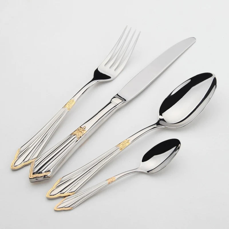 Gold and Silver Luxury Cutlery Set Royal