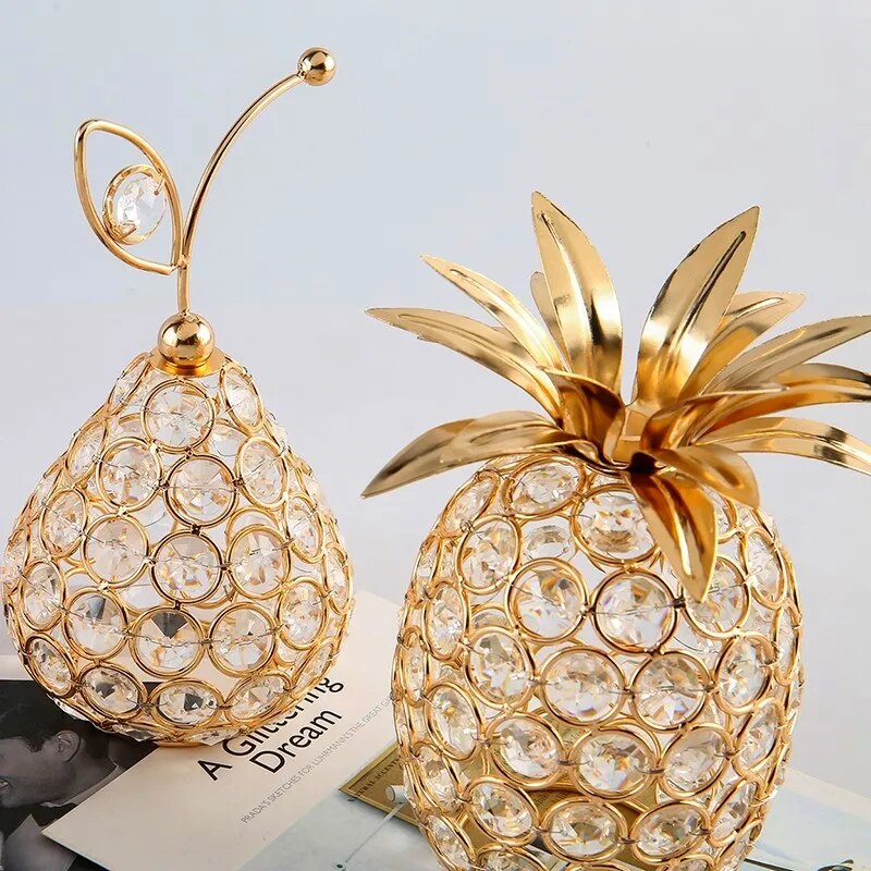 Ornament Gold Crystal Pineapple Fruit Figurine