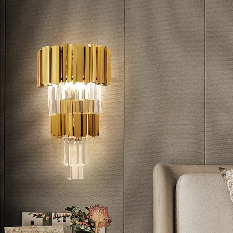 Luxury Modern Golden Crystal Wall Lamp