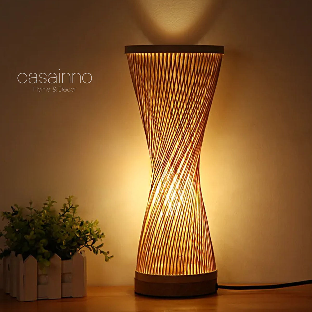 Table Lamp in Handwoven Bamboo