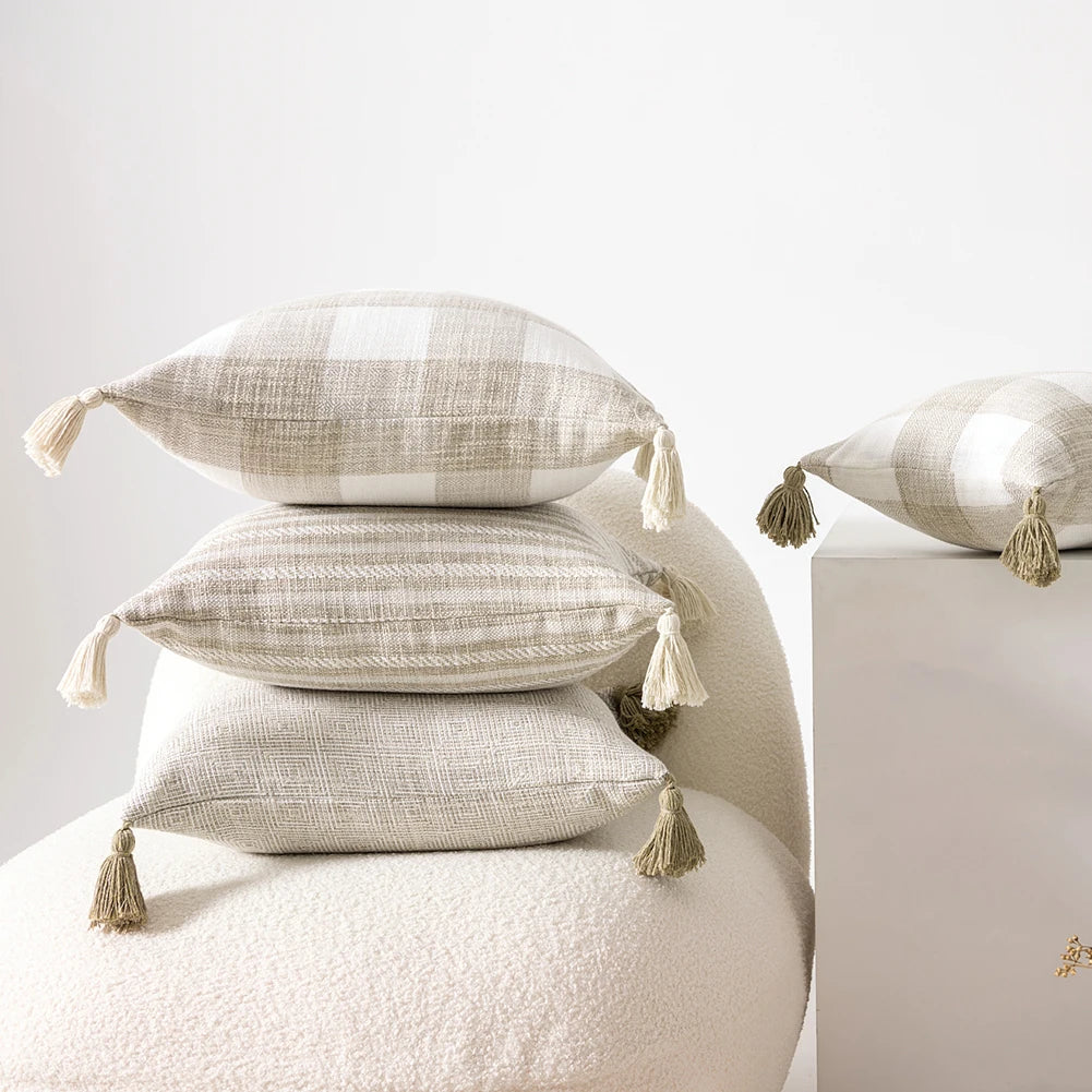 Luxury Geometric Cream White Cushion Cover